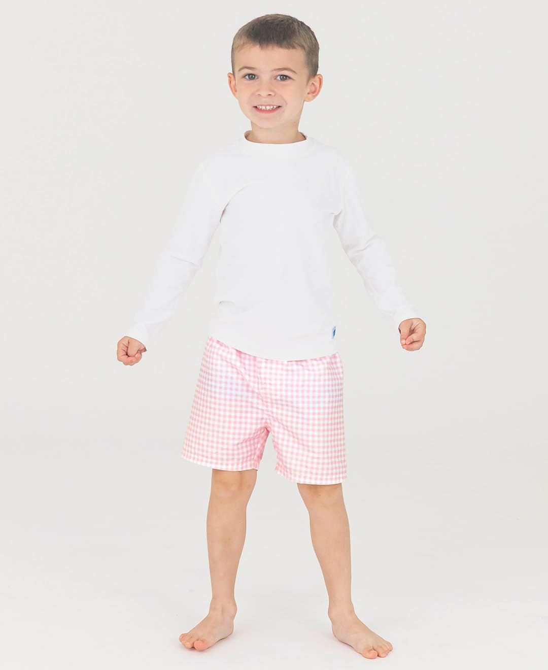 RUGGEDBUTTS Boys UPF50+ Sun Protection Gingham Swim Trunks