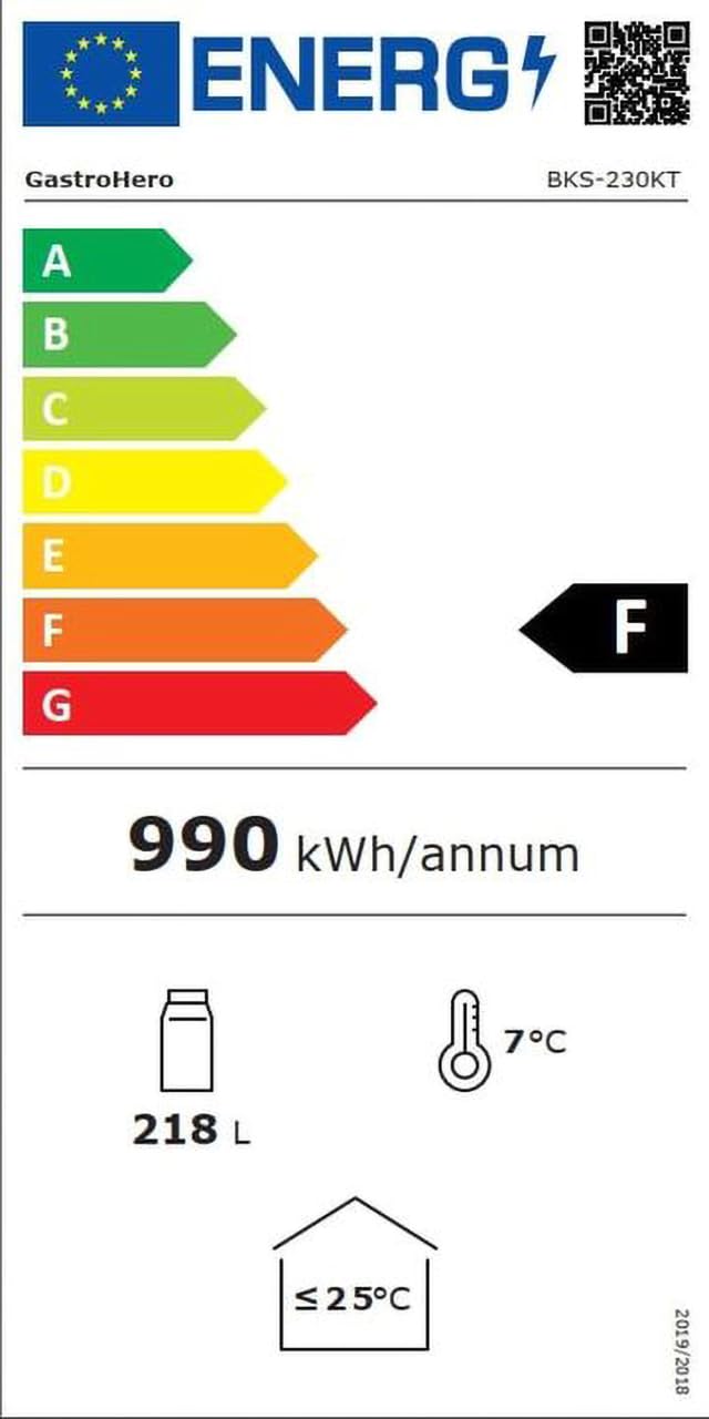 GastroHero Barkühlschrank ECO 230 schwarz 218 Liter Getränkekühlschrank unterbaufähig LED 2 Glastüren Umluftkühlung