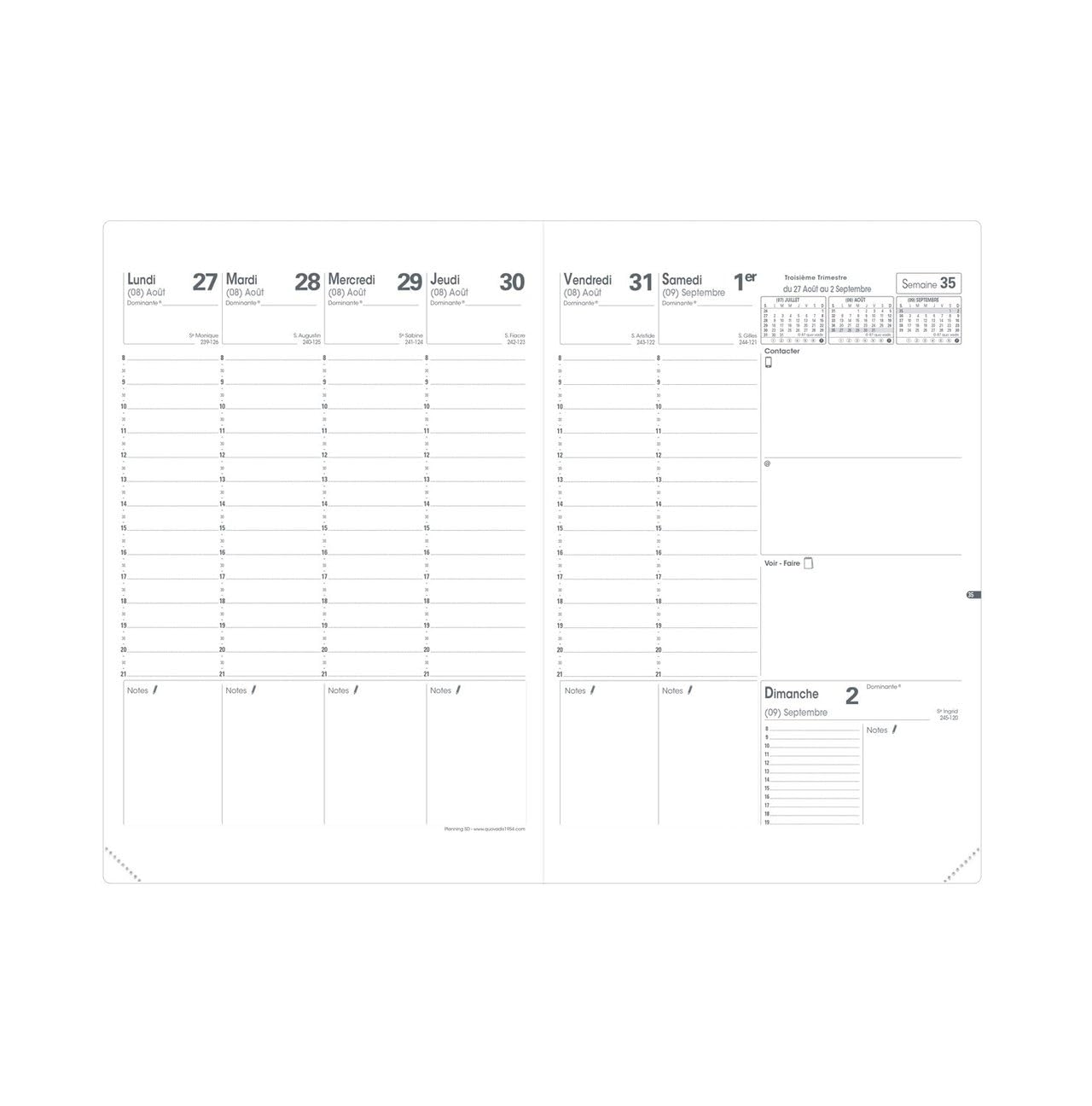 Quo Vadis – 1 Agenda semanal Planning SD – Manta club negro – Dimensiones: 18 x 24 cm – Septiembre 2024 – Diciembre 2025