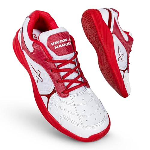 Image of Vector X Ranger Synthetic Leather + Mesh Badminton /Court Shoes Plus Non Marking Crepe Rubber Outsole, Lightweight & Comfort Shoe Best for Squash, Table Tennis,Volleyball, Basketball & Indoor Sports