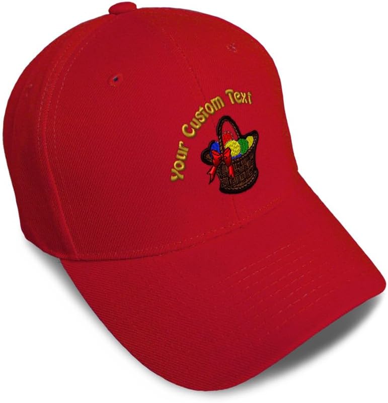Cute Rascals Custom Kids Toddler Baseball Hat Easter Egg Basket Embroidery Cotton Boys Caps & Girls Caps Strap Closure Red