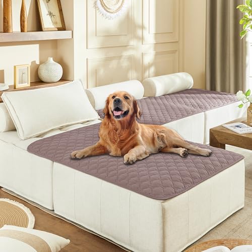 Image of gogobunny 100% Double Sided Waterproof Dog Blanket Soft Pet Bed Cover Reversible Protect Furniture Couch Sofa Car for Puppy Large Dog Cat (Dark Sea Fog /Light Sea Fog, 40x50 Inch (Pack of 1))