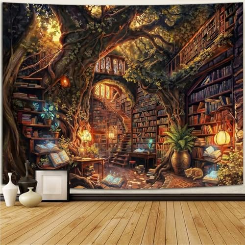 Tenture Murale Bibliothèque Forestière Simpkeely 150x200 cm
