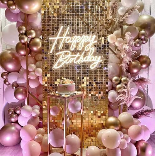 Image of KALOR 12 Inch Metallic PInk Balloons, 50 Pcs Latex Helium Metallic Balloons for Kid's Birthday Party, Baby Shower, Wedding, Graduate Party Decorations