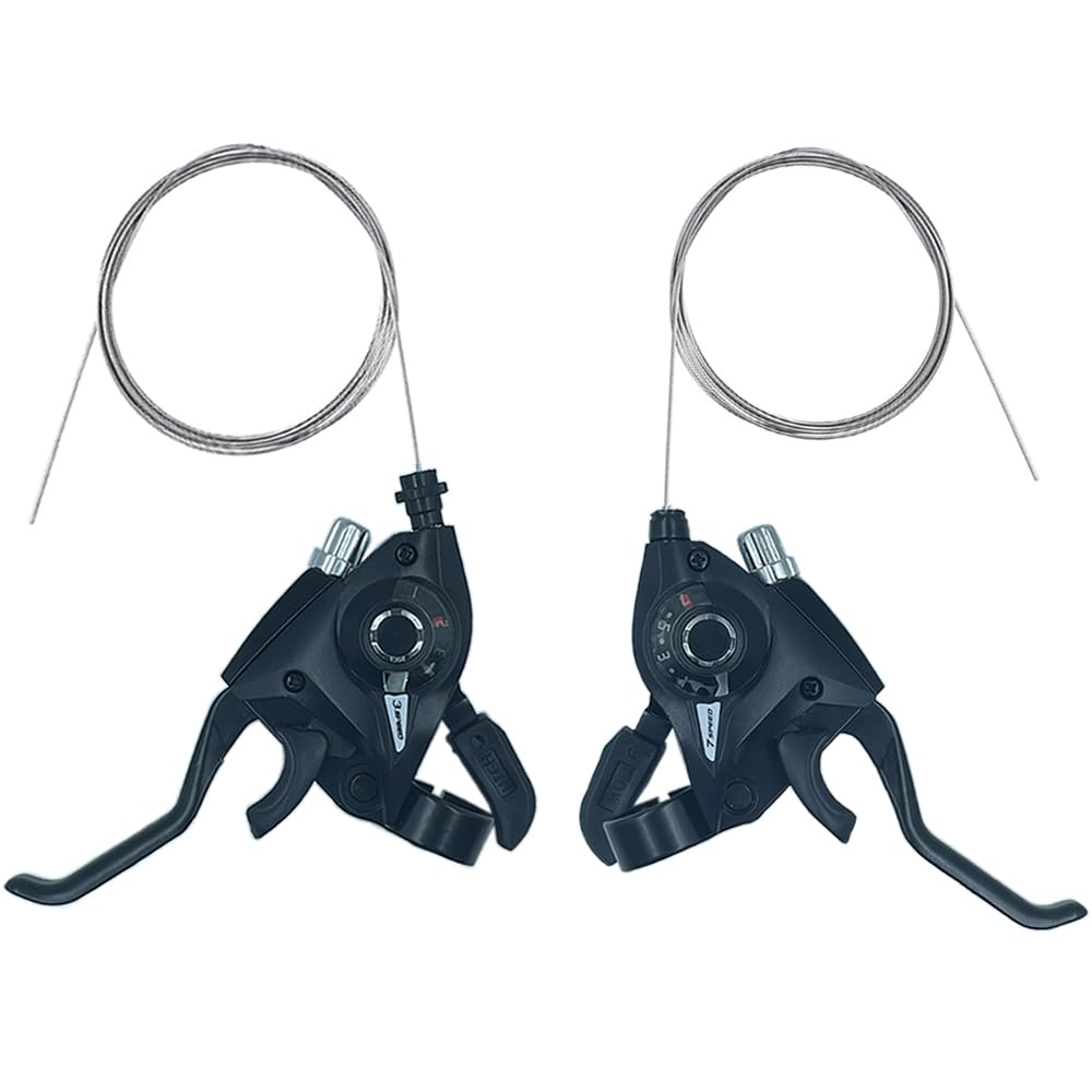 3x7 21 Speed Bicycle Brake Levers Shifter, Bike Brakes Levers Shifter with Gear Indicator and Brake Cables Compatible for Mountain Bike, Road Bike, MTB,Bicycle