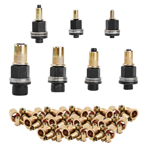 7 Piezas Juego de Tuercas Remachables, Remaches Roscados para M3, M4, M5, M6, M8, M10, M12 Alicates para Remachar, Tuercas Insertables Juego de Remachadoras Manuales con 70 Piezas Tuercas