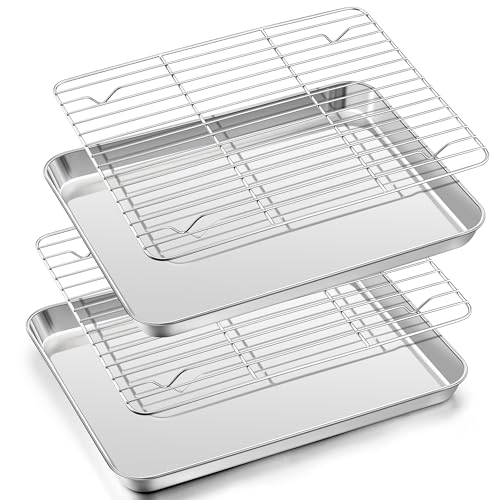 Herogo Backblech mit Abkühlgitter Set, Edelstahl Kuchenblech mit Kuchengitter (2 Backbleche, 2 Abkühlgitter)… – Ansicht 1