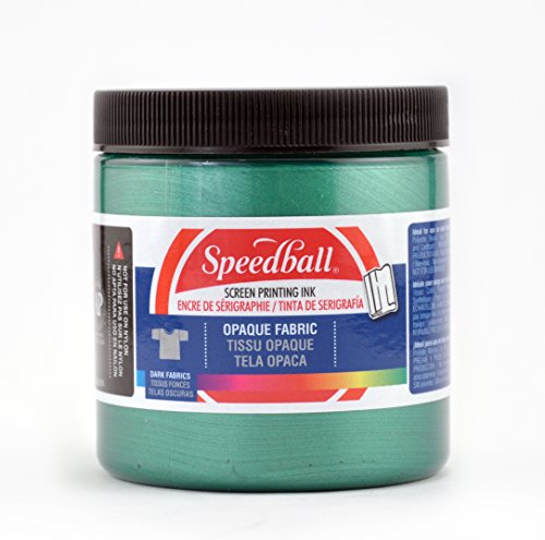Speedball Opaque Iridescent Fabric Screen Printing Ink, 8-Ounce, Emerald