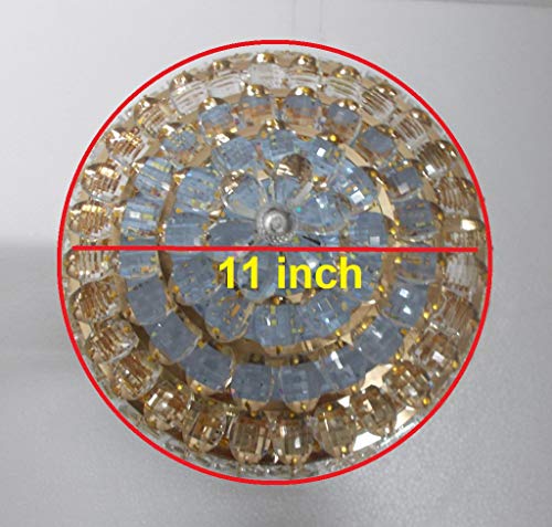 Image of swanart Crystalline Chandelier, 28cm Modern Crystal Ceiling Light Fixture Elegant Flush Mount LED Lamp with 3 Color Temperatures K9 Crystal Chandelier for Bedroom, Living Room, Dining Room