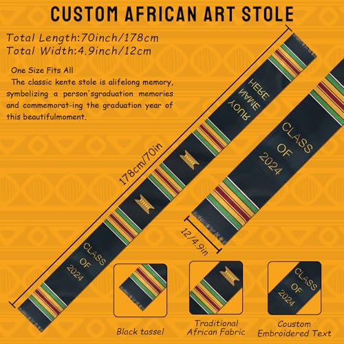 Black Girl Magic Custom Graduation Stole, Kente Cloth Graduation Sash Customize, Kente Stole Class of 20242