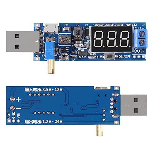 2PCS USB Step UP/Down Power Supply Module, Adjustable DC-DC 5V to 3.5V / 12V Boost Buck Converter Out 1.2V-24V2