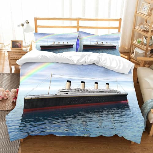 Linge de lit bateau à vapeur microfibre douce 178x208cm résistant et sans pli - 2