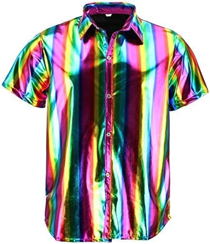 LOUDelephant Shiny Metallic Short Sleeve Shirt