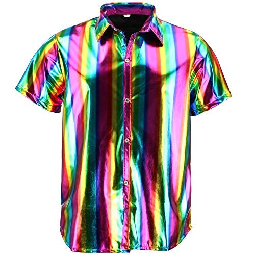 LOUDelephant Shiny Metallic Short Sleeve Shirt