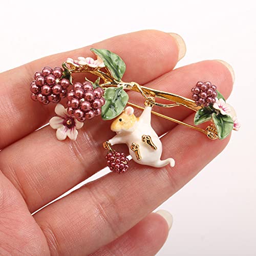 Fdcsyp Brooches For Women-Cute Hamster Mulberry Brooch Hand Painted Enamel Glaze Pin Accessories #TOP2