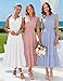 MEROKEETY Spring Summer Midi Dresses for Women 2026 Casual Beach Vacation Sleeveless Boho V Neck Tiered Maxi Dress Pockets, White, X-Large