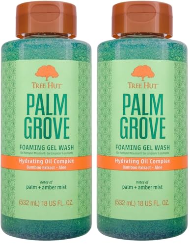 Image of Tree Hut Palm Grove Foaming Gel Wash, Hydrating & Moisturizing Body Wash with Shea Butter & Nourishing Essential Oils, Daily Cleanser for Soft Smooth Skin, 18 fl oz (Pack of 2)