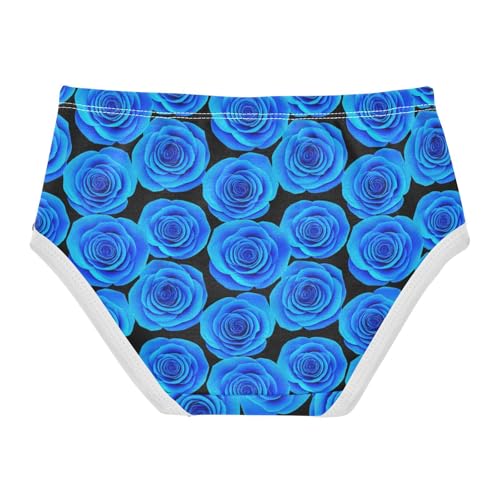 Joisal Toddler Underwear Floral 2t Cotton Panties Little Girl Stylish Briefs Kids Undies Blue Roses Flowers2