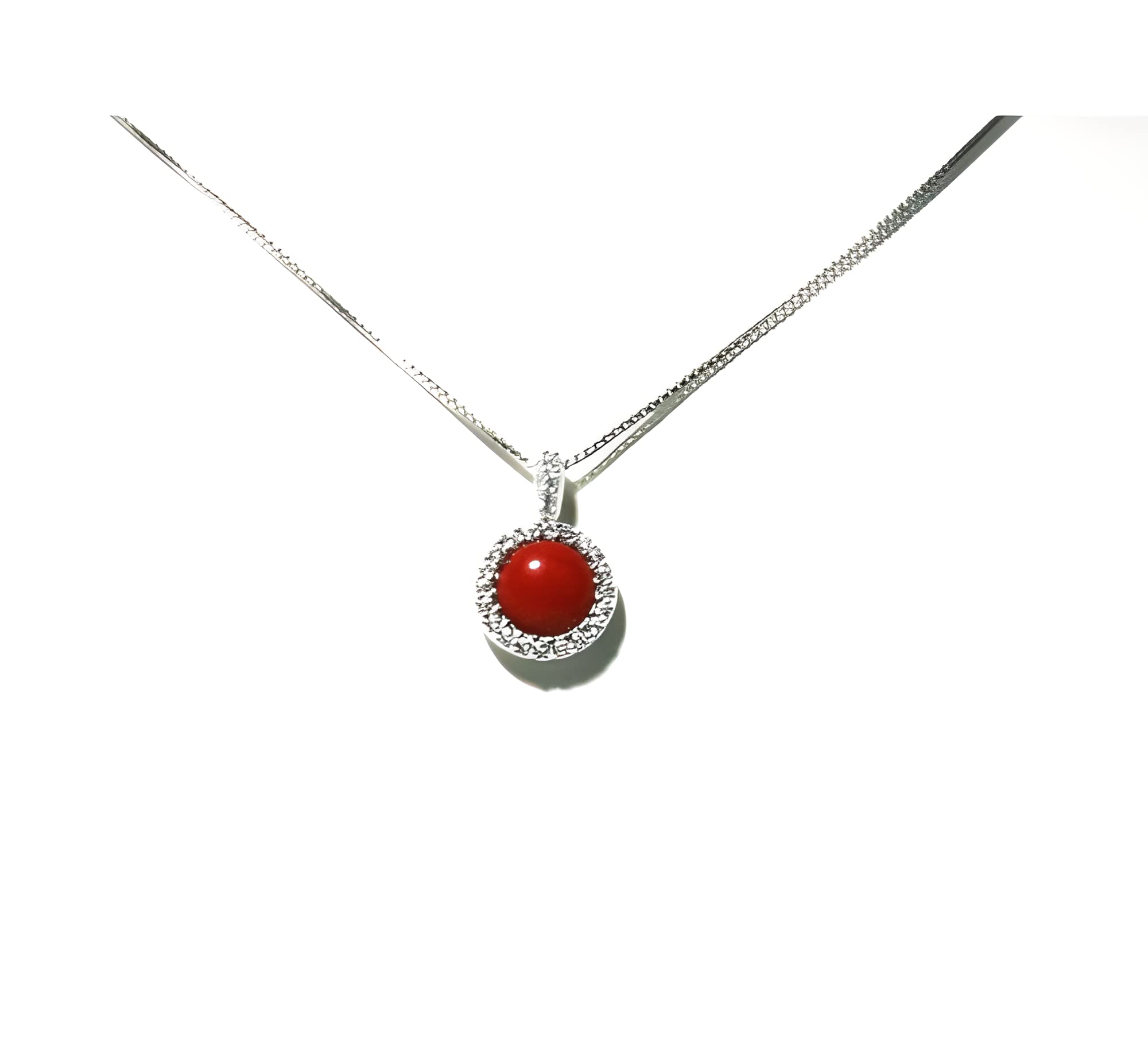 NADIR Collana Da Donna Argento 925% Con Pendente Corallo Rosso Naturale