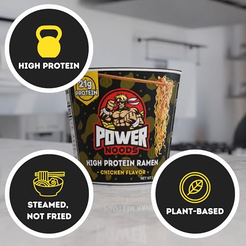 Image of Power Noods High Protein Ramen Noodles - 6 or 12 Pack | Protein Ramen Cups for Lunch or Dinner | Better for You Plant-Based Instant Meal