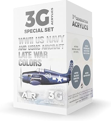 AK Acrylics 3Gen Aircraft Set AK11730 WWII US Navy & USMC Aircraft Late War Colors SET3G (4x17ml)