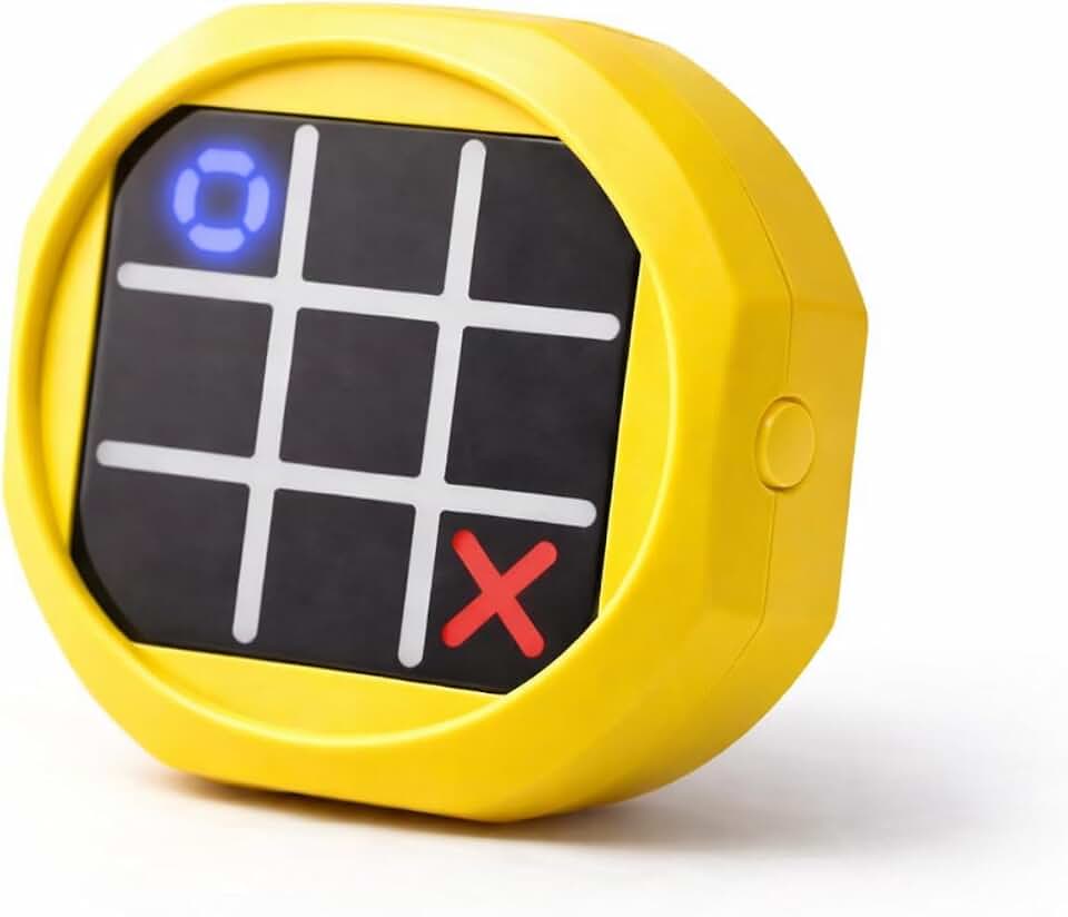 Jogo da Velha Eletrônico Portátil 3 em 1, Brinquedo Educativo Interativo com Luz, (Amarelo)