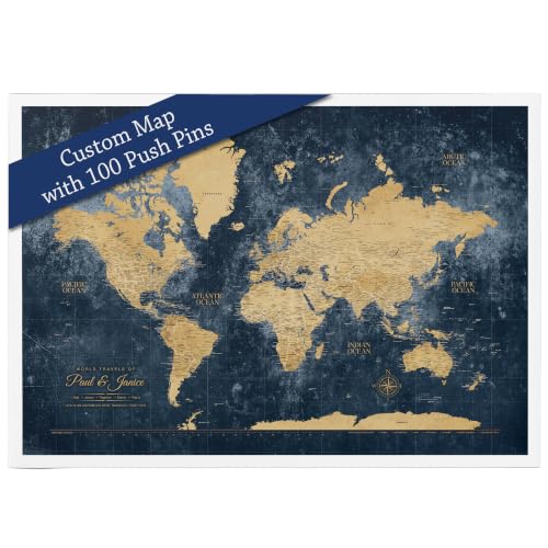 HolyCowCanvas Personalized Push Pin World Map