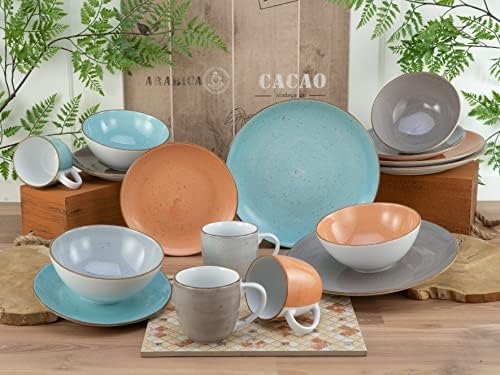 Creatable 16-Piece 17690" Young Generation Vintage Nature Dinner Ware Set, Porcelain, Multi-Colour, 39 x 23.5 x 31.5 cm