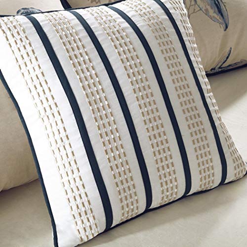 7 Piece Blue Ocean Themed King Comforter Set, Beach Pattern Bedding Sea Shells Starfish Coral Coastal Underwater Sealife… - Image 7