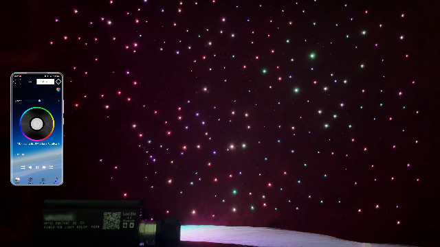 Image of Twinkle Starlight Headliner Light,16W 500pcs 6.5ft LED Star Ceiling Fiber Optic Light Kit APP /Remote Control for Car /Home /Party