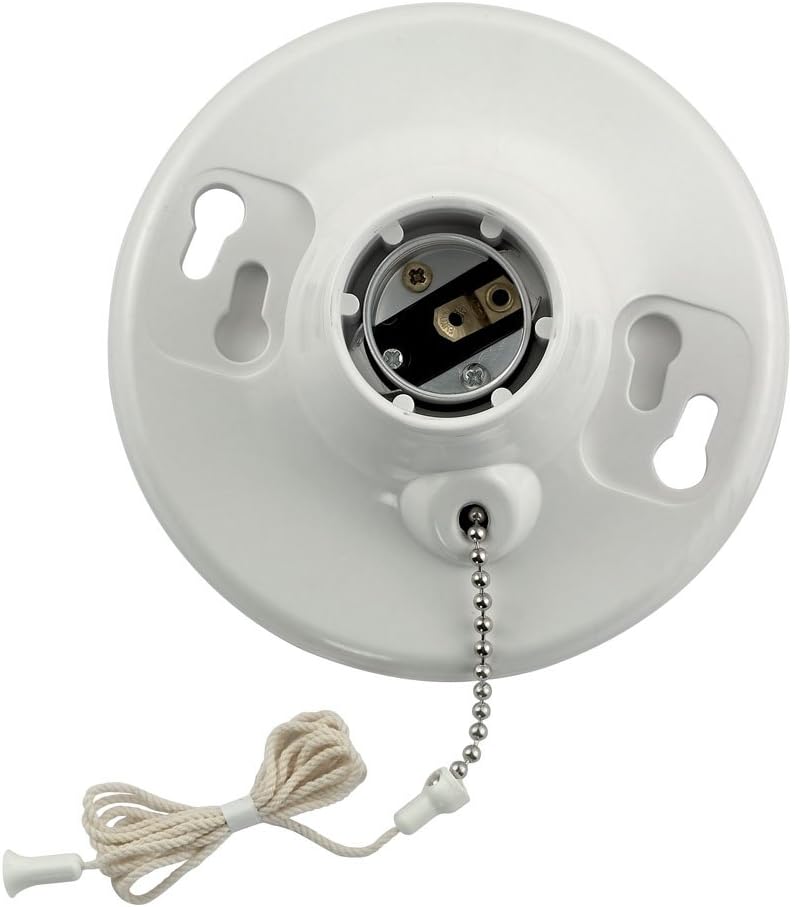 One-Piece Urea Outlet Box Mount, Incandescent Lampholder, Pull Chain, 8827-CW1, White
