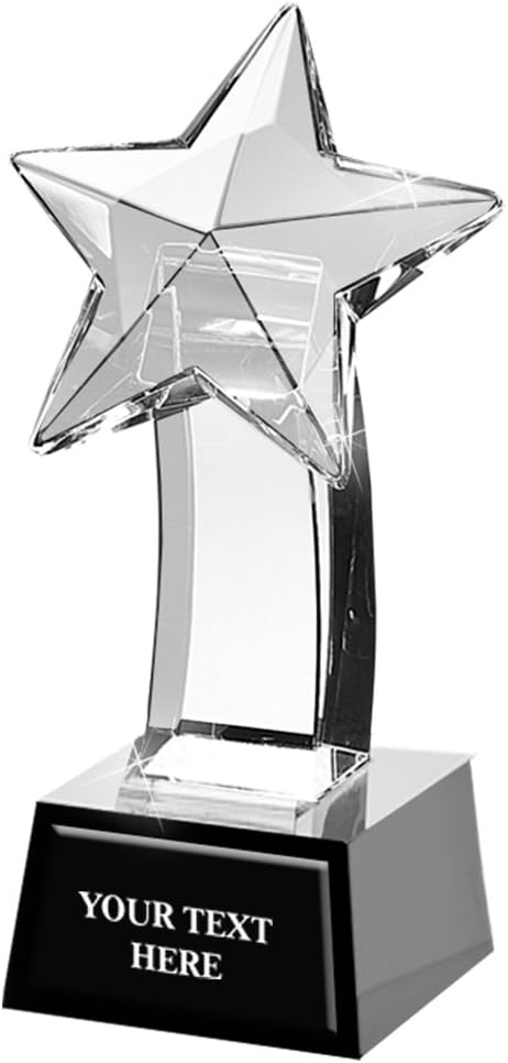 7" Onyx Pedestal Star Crystal Awards - Corporate Glass Trophies