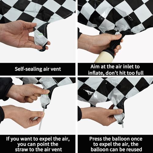 Image of TONIFUL 40 Inch Large Checkered Number 6 Balloon 6th Birthday Decorations