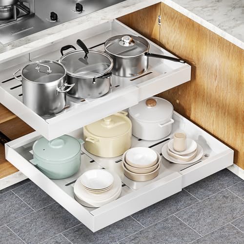 Jayencer Teleskopschublade, Ausziehbare Ausziehbare Schublade, Einstellbare Breite Auszug Küchenschrank Küche Organizer Schrank