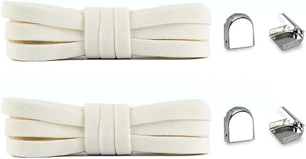 2 pares de cordones elásticos sin atar para tenis, cordones planos elásticos sin atar, cordones planos ajustables con cordones de metal - 1