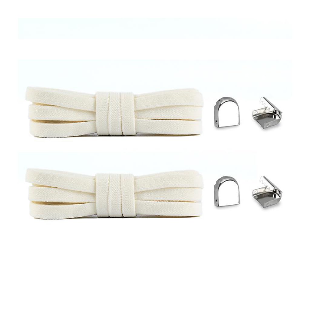 2 pares de cordones elásticos sin atar para tenis, cordones planos elásticos sin atar, cordones planos ajustables con cordones de metal