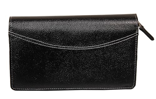Image of Sukeshcraft Multiple Cheque Book Holder | Original Leather Holds Upto 8 Cheque Books, Locker Key Hook Matching Zipper (Leather)