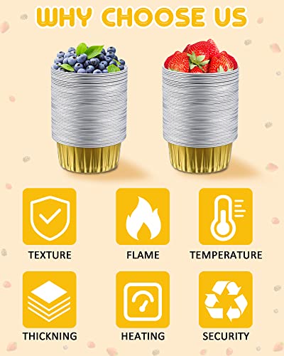 Patelai FA-PATELAI-157455 150 Pcs Patelai Aluminum Foil Cups 4.2 Oz Mini Baking Cups Gold Cupcake Liners Disposable Ramekins Foil Muffin Pans thumb #4