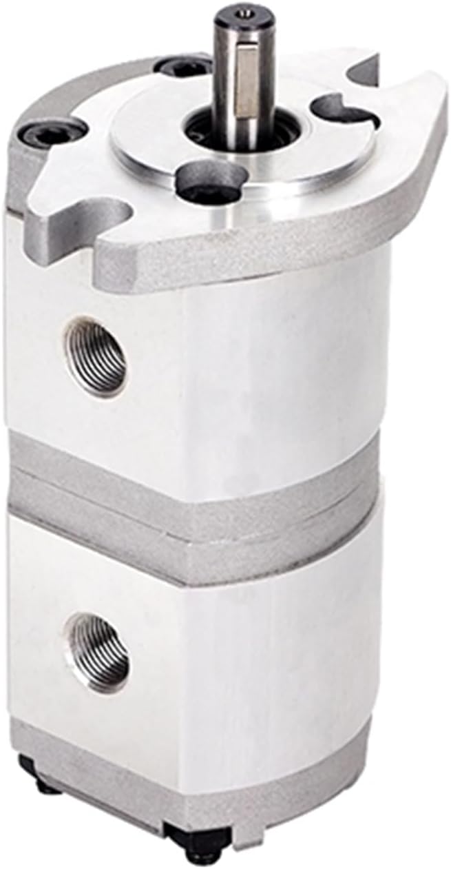 Hydraulic Tandem Gear Pump 1–5 GPM, 3600 PSI High-Pressure Aluminum Gear Pump, SAE 2-Bolt Mount, Counterclockwise Rotary, Compact Dual-Stage Hydraulic Pump (Front:2.4GPM, Rear:1GPM)
