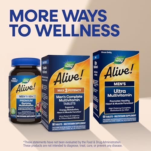 Nature's Way Alive! Men’s Max3 Potency Daily Multivitamin, 90 Tablets | High Potency Multivitamin for Men with B-Vitamins for Cellular Energy*, Supports Heart, Muscle and Eye Health* - image 8