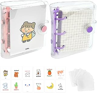 YAANBUNB 2 Sets Mini Transparent 3 Ring Binder Covers Clear PVC Coil Notepad Mini Memo Pads Loose Leaf Notebook Covers Round Ring Binder Cover Protector with Snap Button for Travel Diary Office School