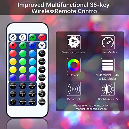 132 Modes Rope Lights, Rgb Patio String Lights Outdoor Waterproof, 40Ft 16 Colors Changing Fairy Lights With Remote Timer, Twinkle Lights For Party Wedding Garden Bistro Indoor Outdoor Decor #TOP3
