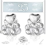 pancarta boda ♥ Con cuerdas, puedes colgar carteles fácilmente y se pueden utilizar tanto en interiores como en exteriores. Ideal para fiestas de 25 años. cumpleaños, bodas de plata y aniversarios.
