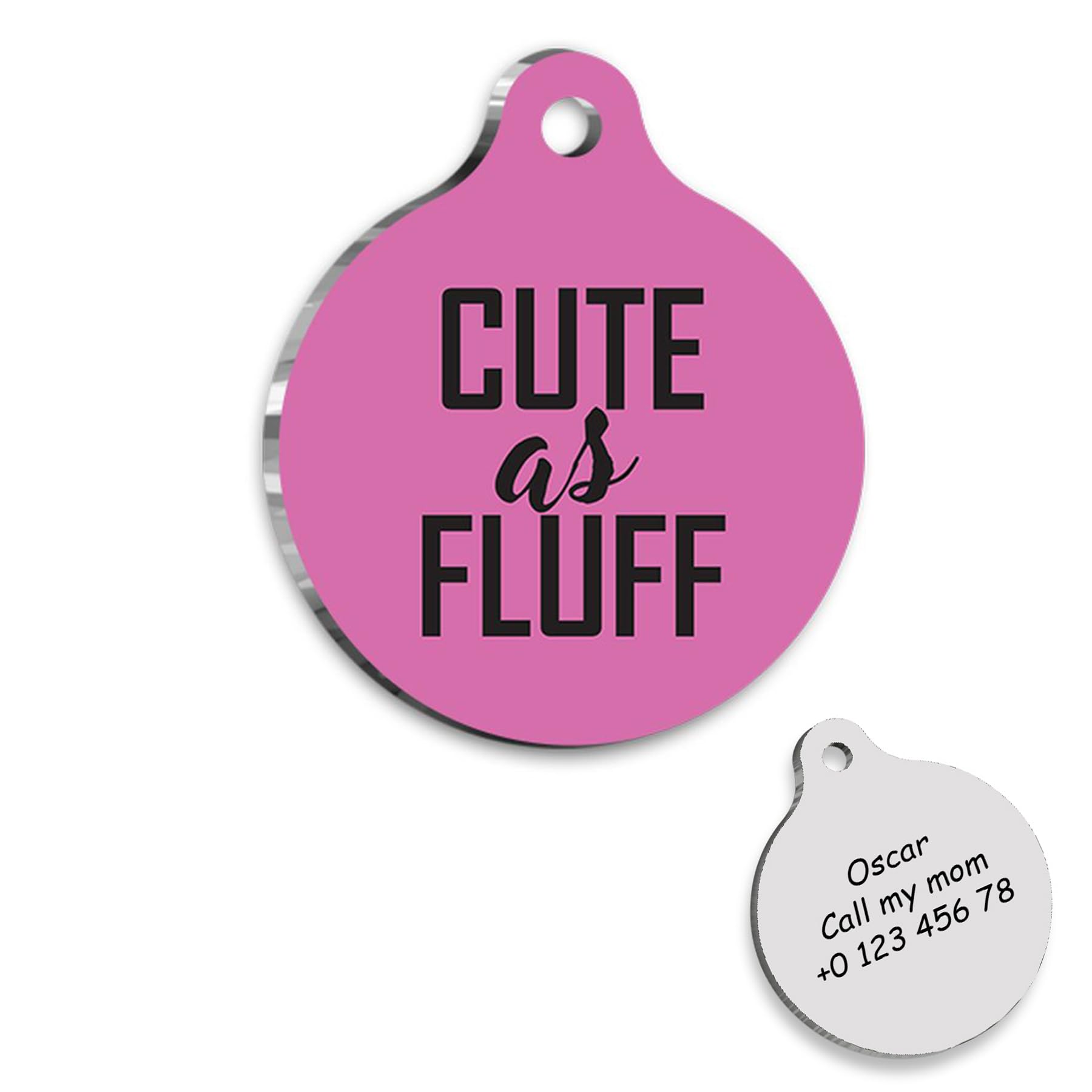 Cute as Fluff Personalized Dog Tag - Custom Name Tag - ID Tag for Dog & Cat - Customized Pet Tags - Dog & Cat Name id Tag - Dog Name Tag - Engraved Dog Tag
