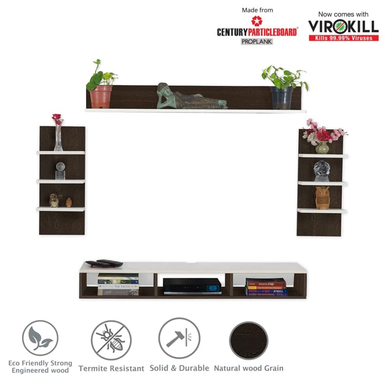 Image of DELITE KOM Eli Engineered Wood TV Entertainment Unit (Finish Color - Flowery Wenge White, DIY(Do-It-Yourself) (30x120x90.5)