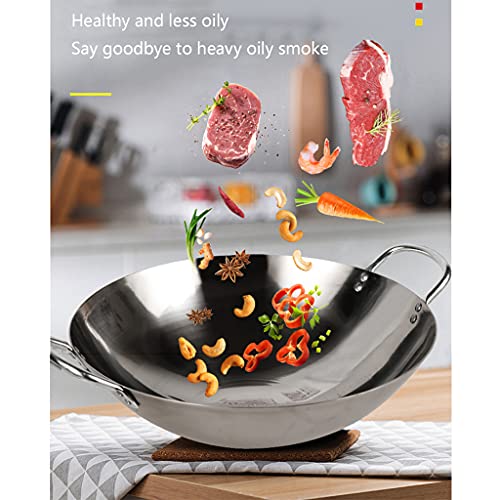 Wok de acero inoxidable de 36cm para uso doméstico y comercial miniatura 2