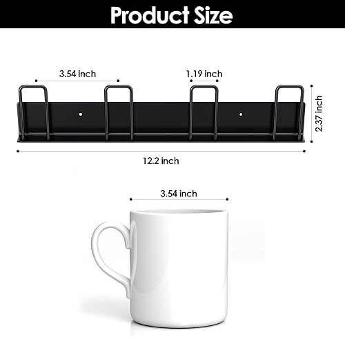 Miniatura 6 de Ganchos de pared para tazas sin taladrar, soporte para taza de café montado en la pared, soporte adhesivo para tazas de vidrio, colgador de tazas