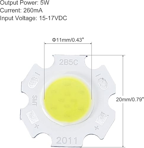 Miniatura 2 de MECCANIXITY COB - Bombilla de chip de luz LED de 0.787 in, 5 W, 260 mA, ahorro de energía para foco, paquete de 5, color blanco