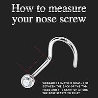 Vista 5 de Forbidden Body Jewelry Tornillo de nariz de cristal CZ de 0.71 oz con ajuste de prensa de acero quirúrgico de 0.71 oz