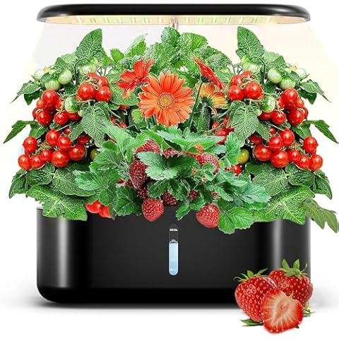 Watch-it-Grow 10 pods Hydroponics Growing System w/Herb Germination Kits FCC CE ROHS Certified, 24W Full Spectrum Grow Lights Indoor Garden, Educational Science Kit for Teens (Black, 10-pots) Cover